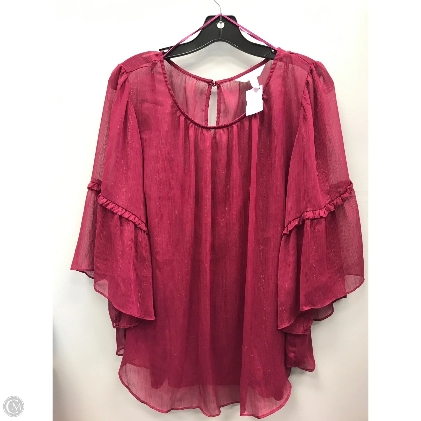 Top 3/4 Sleeve By Lc Lauren Conrad In Maroon, Size: 1x
