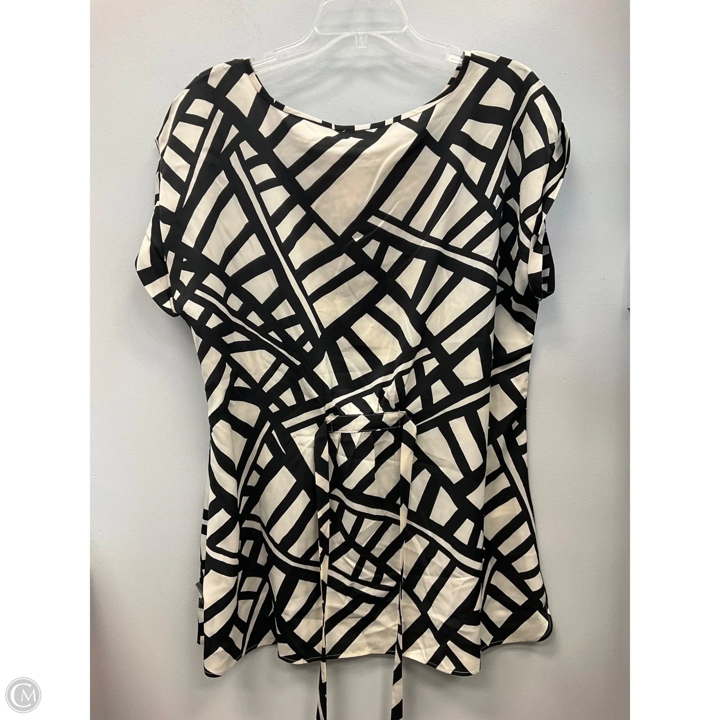 Top Short Sleeve By Ann Taylor In Black & Cream, Size: L