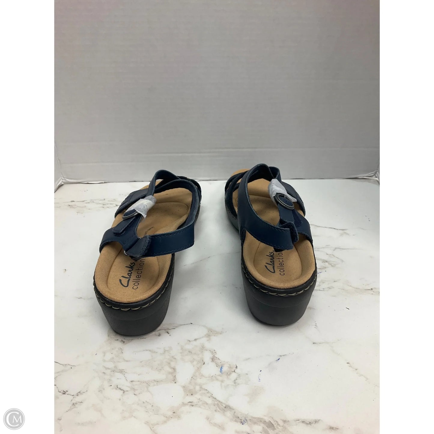 Sandals Heels Block By Clarks In Blue, Size: 9.5