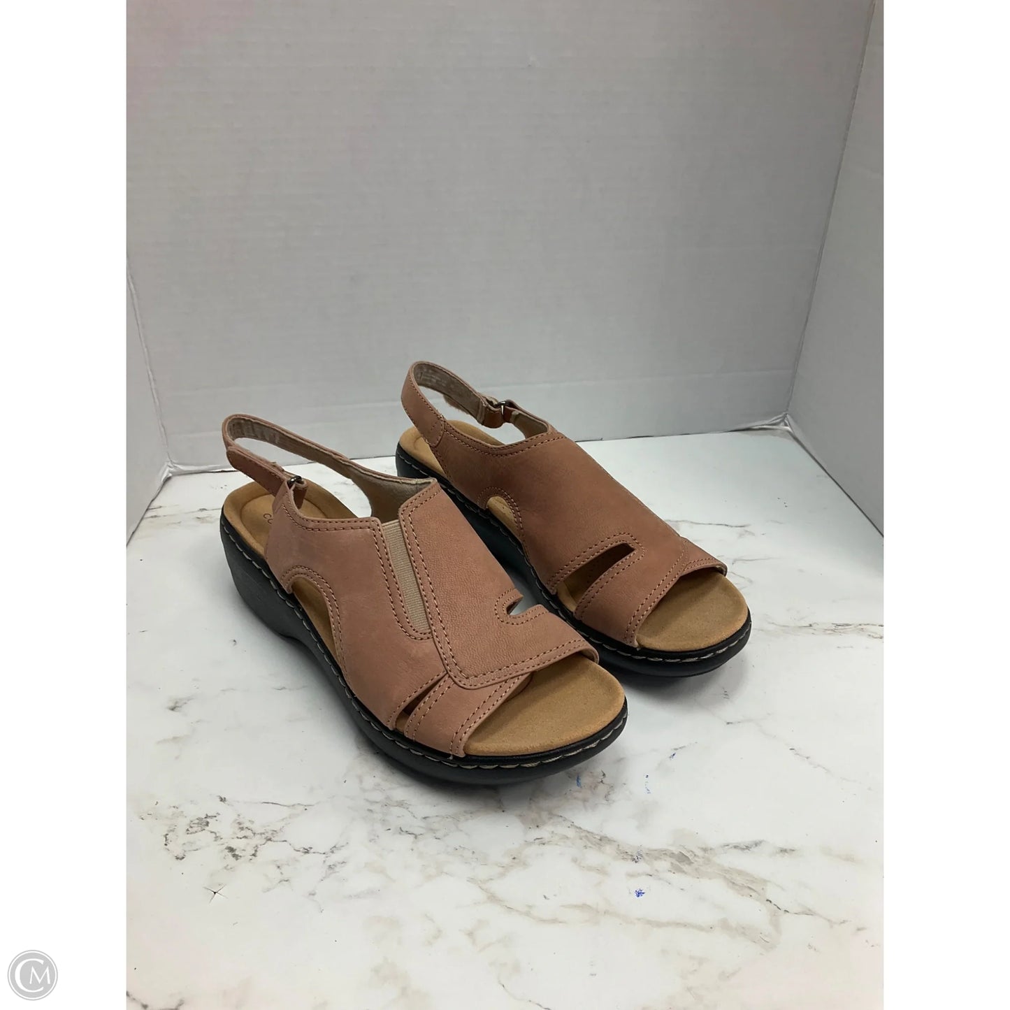 Sandals Heels Wedge By Clarks In Brown, Size: 9