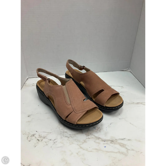 Sandals Heels Wedge By Clarks In Brown, Size: 9