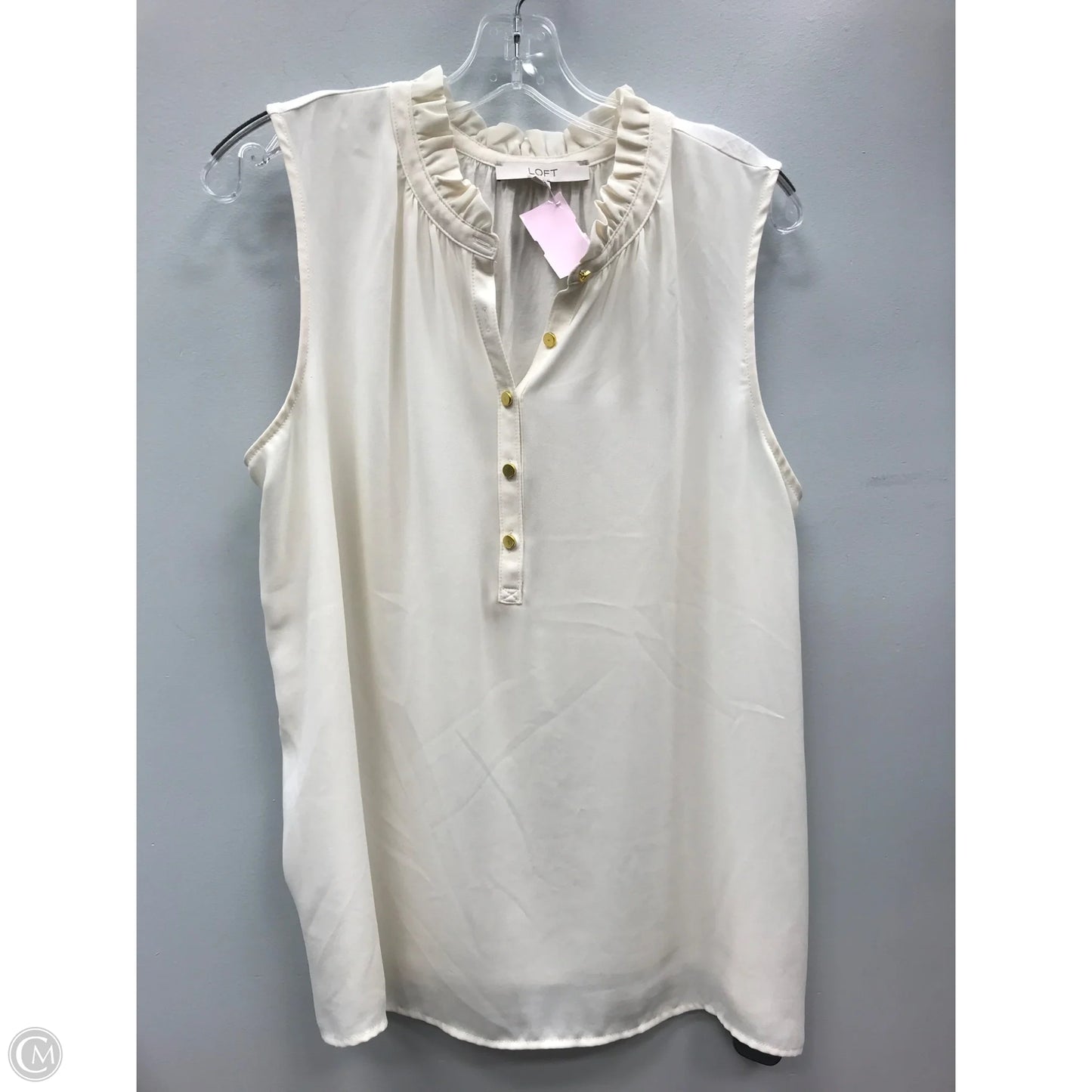 Top Sleeveless By Loft In Cream, Size: L
