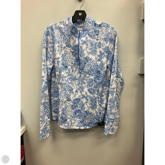 Sweatshirt Collar By Laura Ashley In Blue & White, Size: L