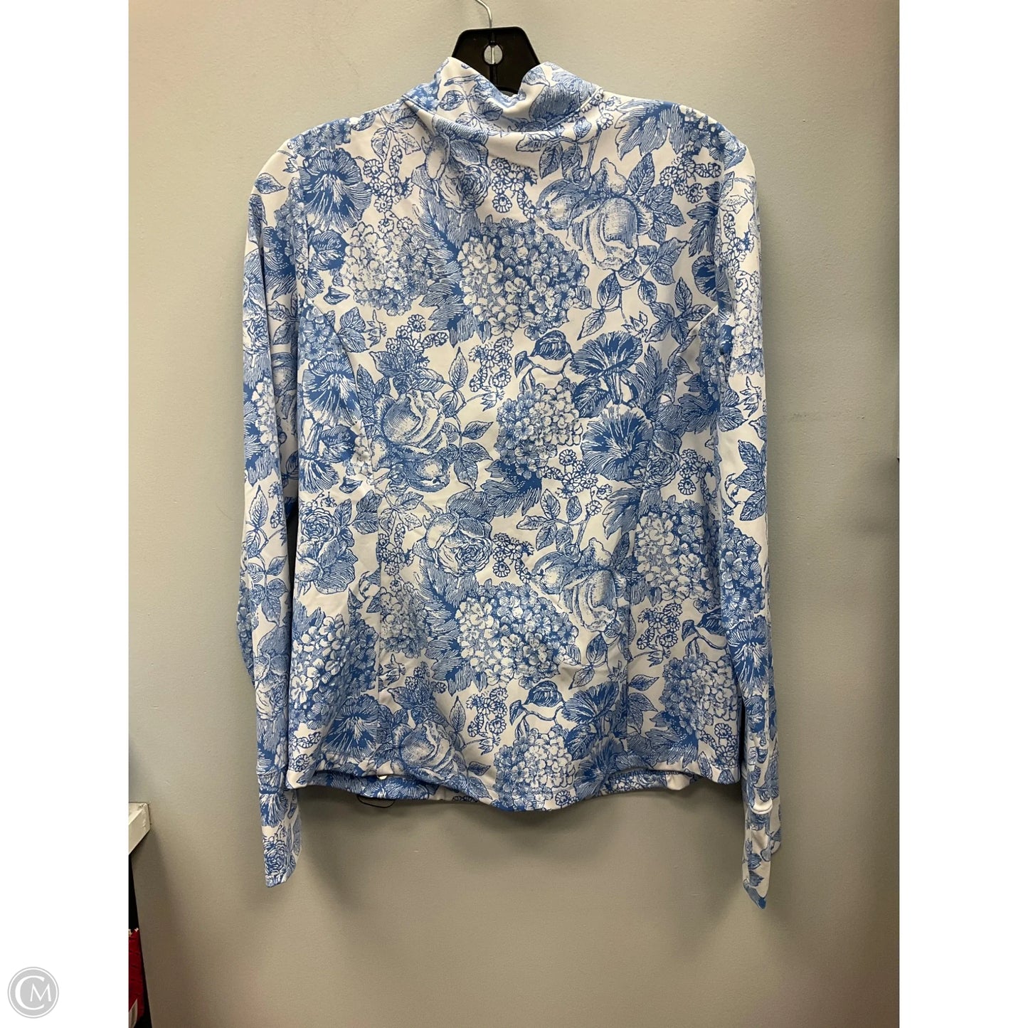 Sweatshirt Collar By Laura Ashley In Blue & White, Size: L