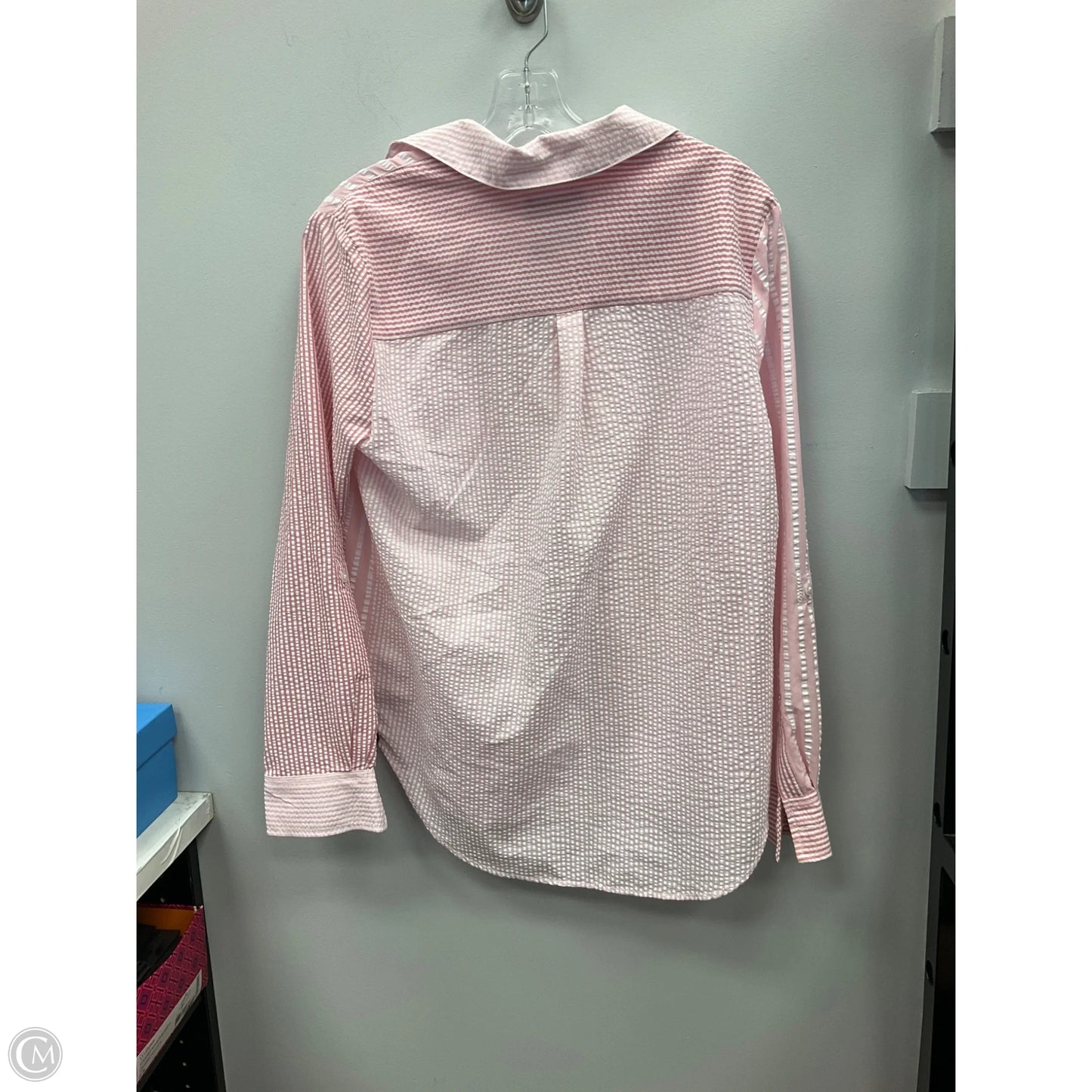 Top Long Sleeve By Clothes Mentor In Pink & White, Size: S