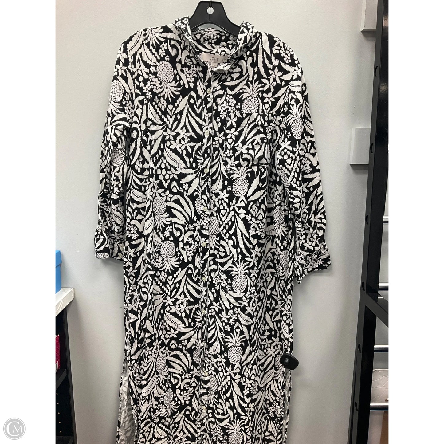 Dress Casual Midi By Loft In Black & White, Size: 12p