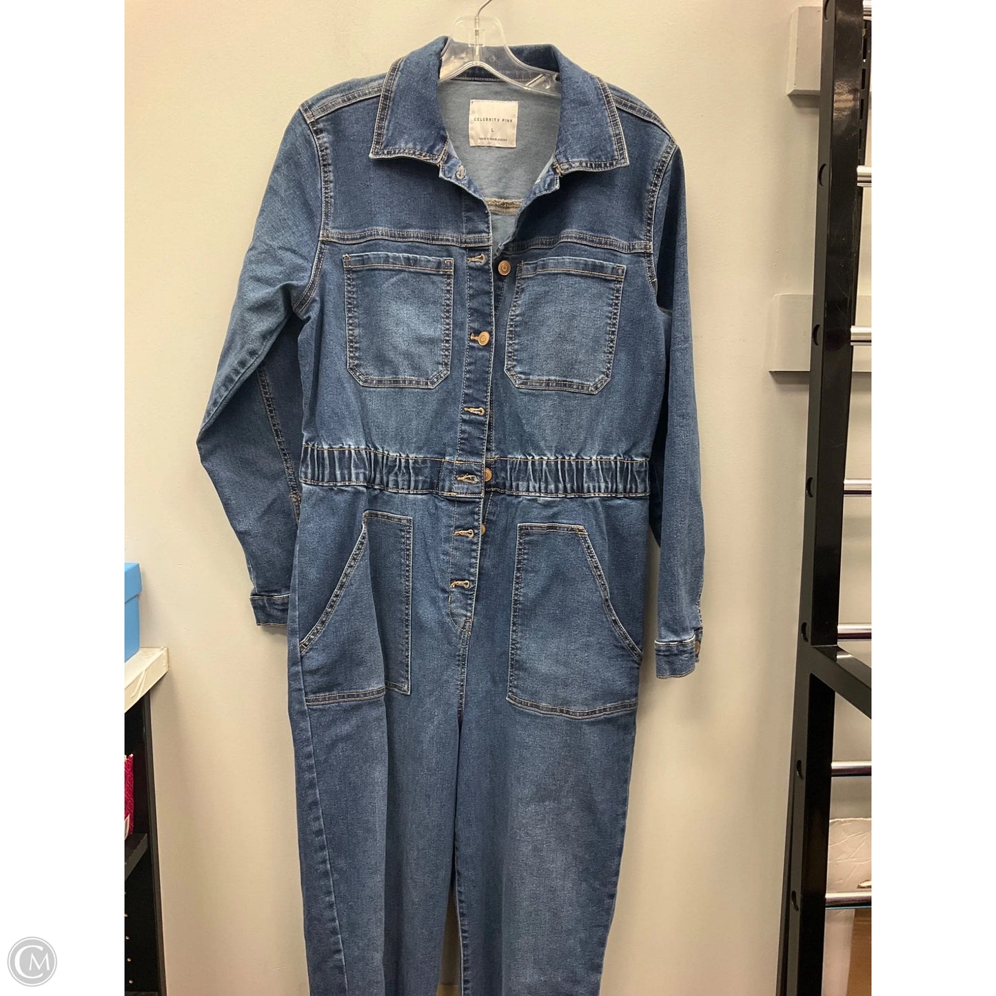 Jumpsuit By Celebrity Pink In Blue Denim, Size: L