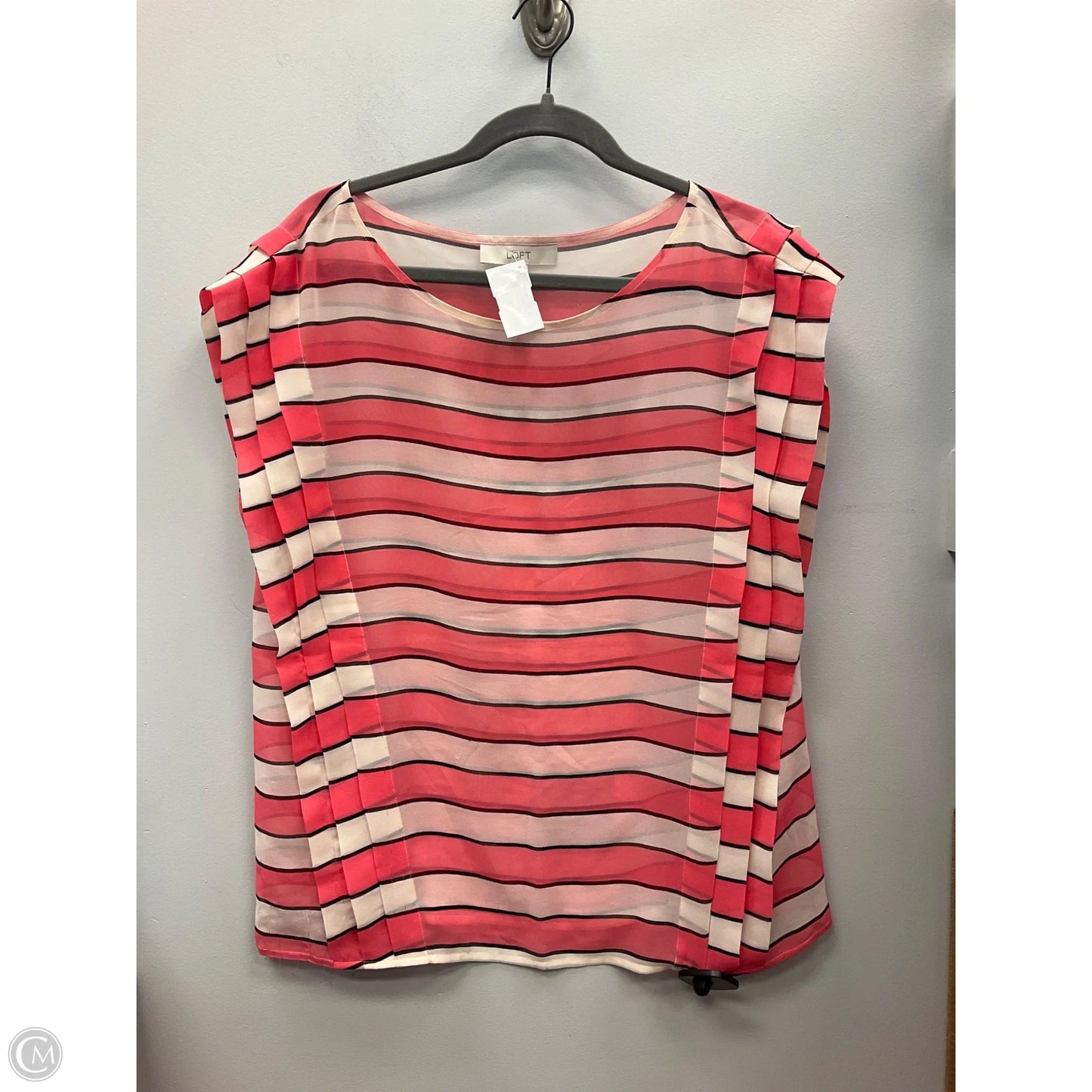 Top Sleeveless By Loft In Pink & Tan, Size: M