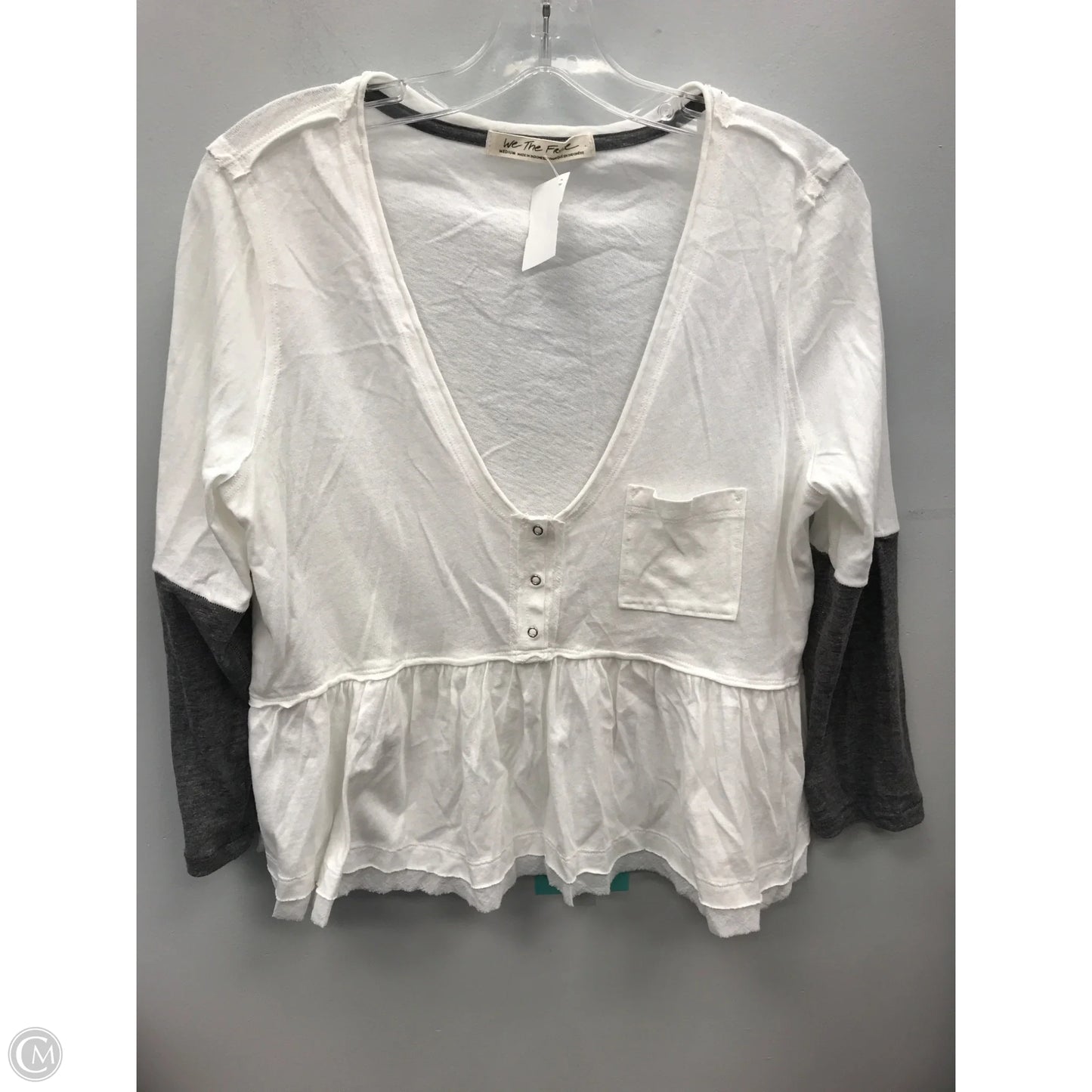 Top Long Sleeve By We The Free In Grey & White, Size: M