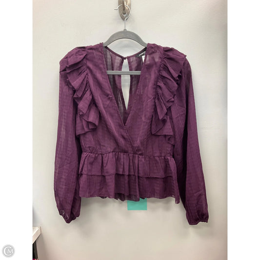 Blouse Long Sleeve By Express In Purple, Size: S