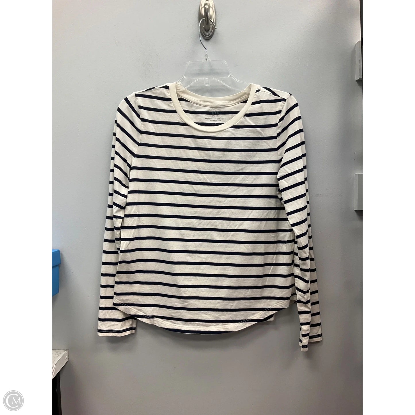 Top Long Sleeve Basic By Gap In Striped Pattern, Size: M