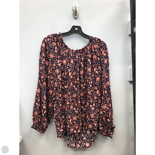 Top Long Sleeve By Caslon In Blue & Pink, Size: Xl