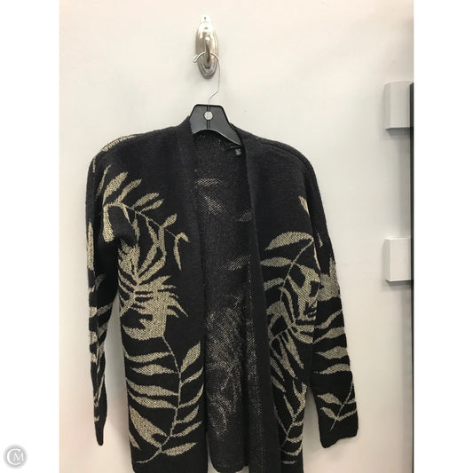 Sweater Cardigan By Lucky Brand In Black & Gold, Size: Xs