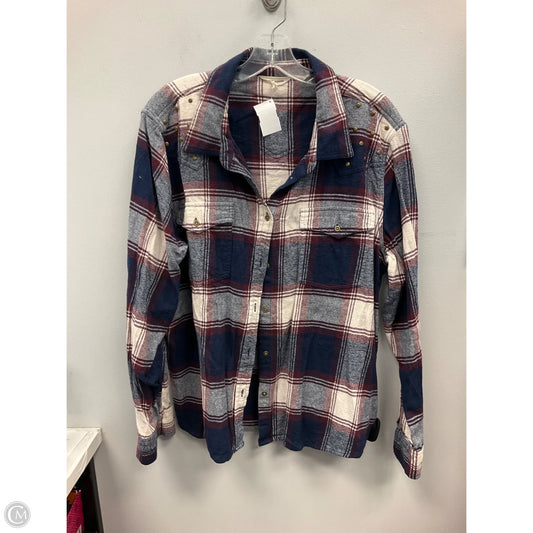 Top Long Sleeve By Lucky Brand In Plaid Pattern, Size: Xl