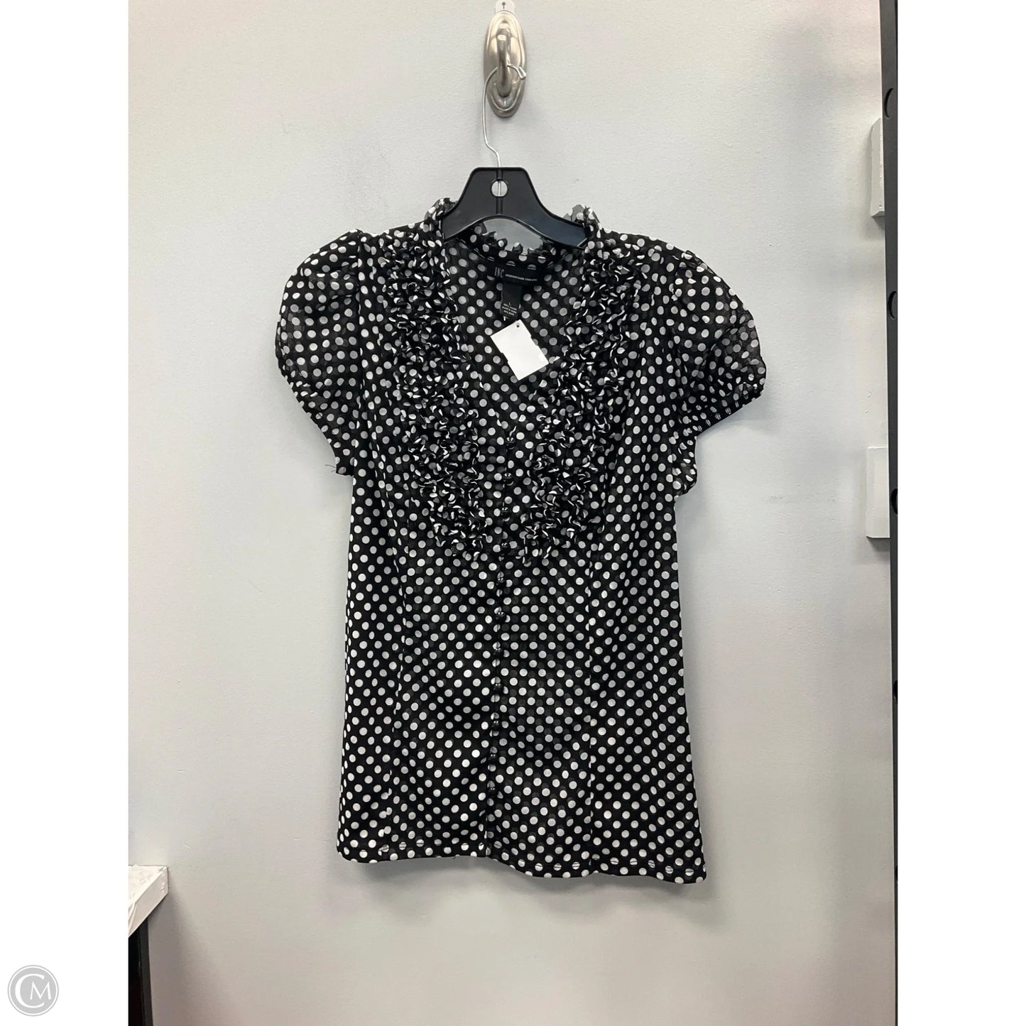 Top Short Sleeve By Inc In Polkadot Pattern, Size: L