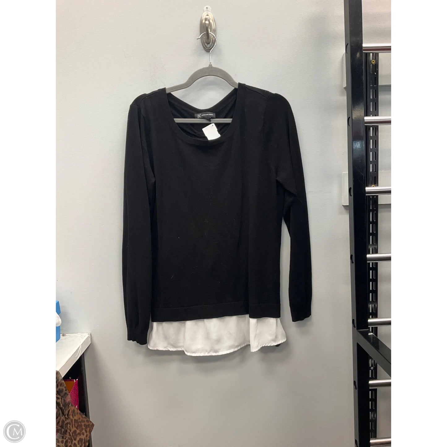 Top Long Sleeve By Inc In Black & White, Size: L