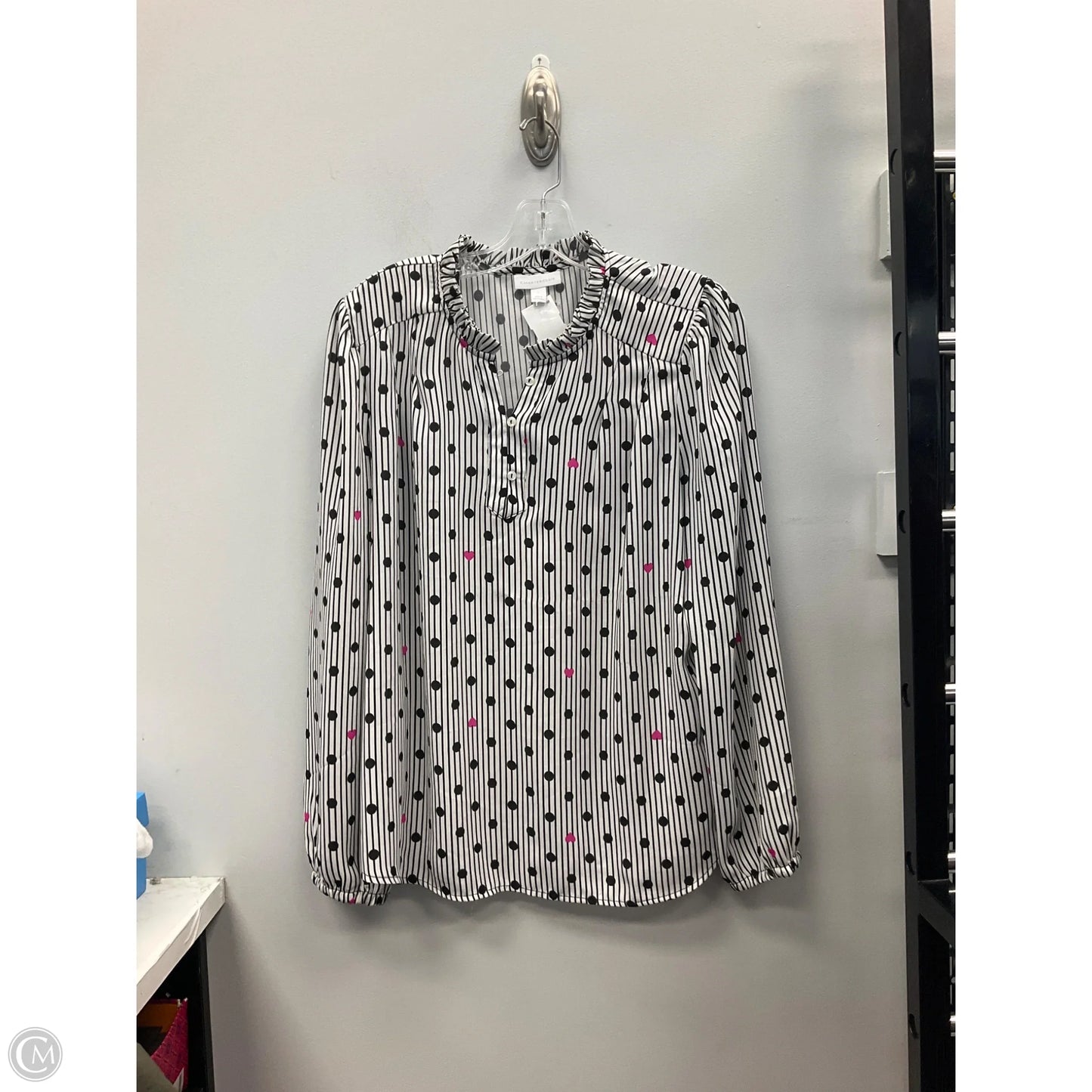 Top Long Sleeve By Charter Club In Striped Pattern, Size: L