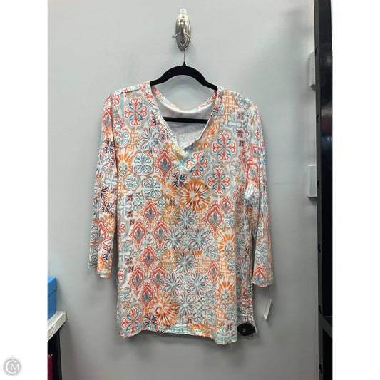 Top 3/4 Sleeve By Talbots In Blue & Orange, Size: Xl
