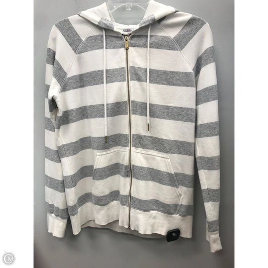 Sweatshirt Hoodie By Tommy Hilfiger In Grey & White, Size: S