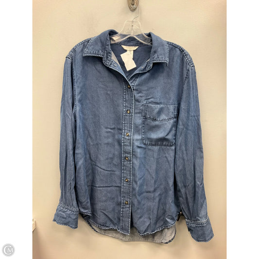 Top Long Sleeve By H&m In Blue Denim, Size: S