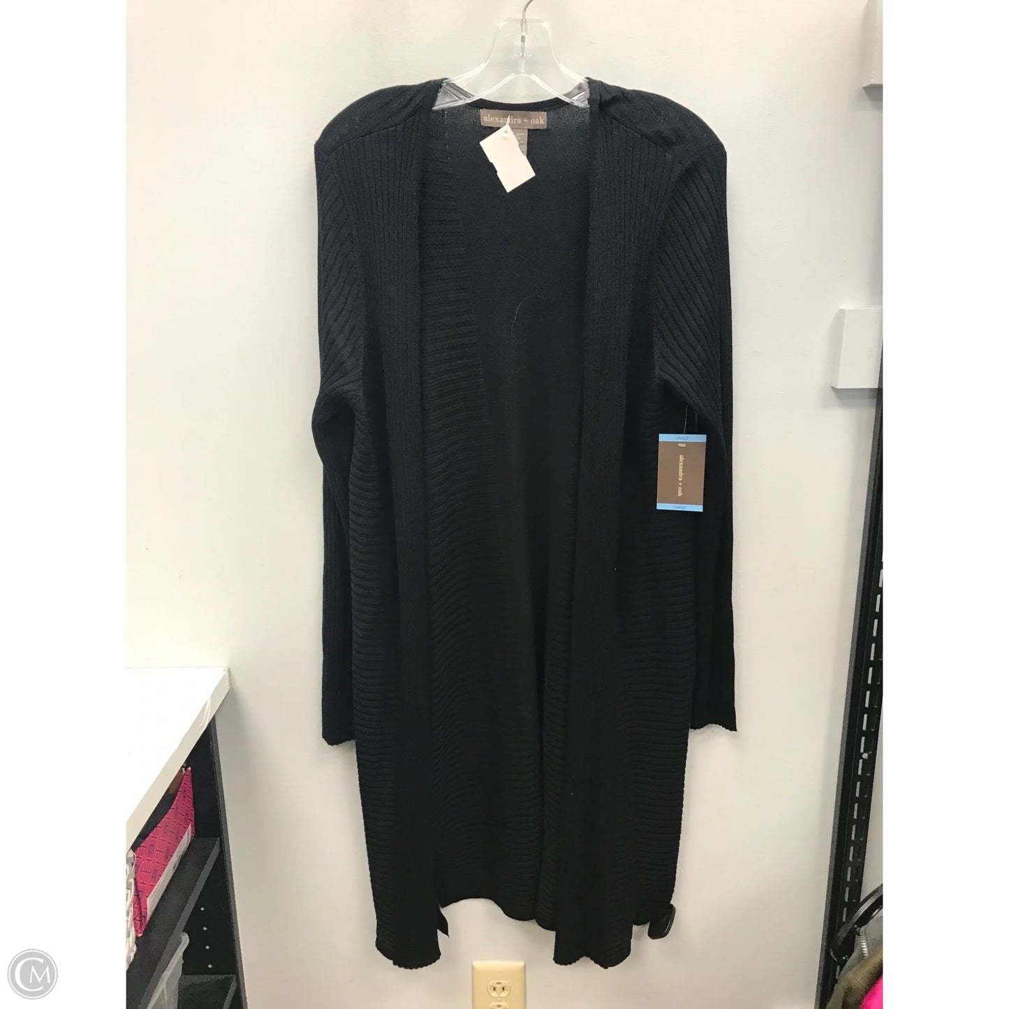 Sweater Cardigan By Clothes Mentor In Black, Size: L