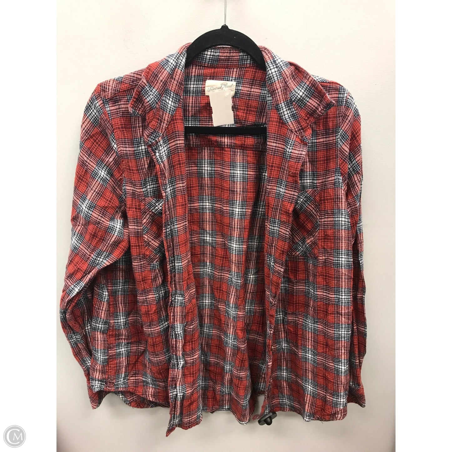Top Long Sleeve By Universal Thread In Plaid Pattern, Size: L