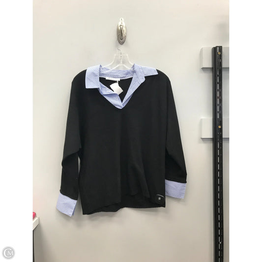 Top Long Sleeve By Sioni In Black & Blue, Size: L