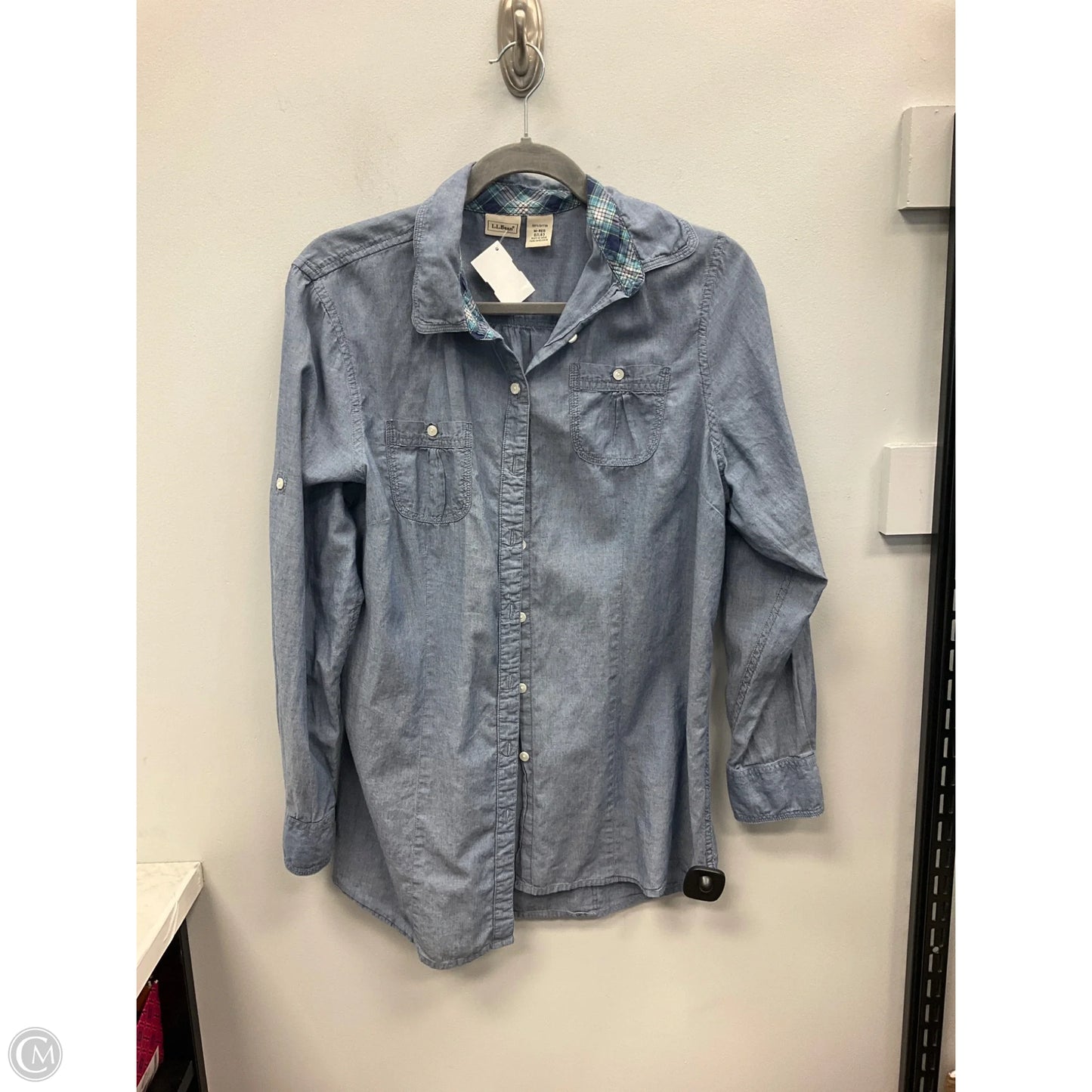 Top Long Sleeve By L.l. Bean In Blue Denim, Size: M
