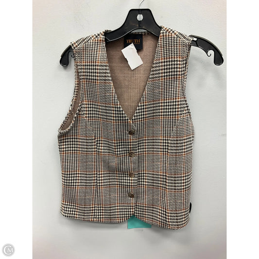 Vest Sweater By Truth In Plaid Pattern, Size: S