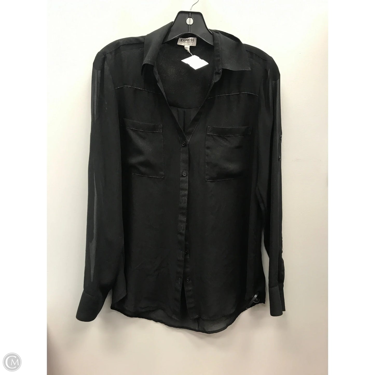 Top Long Sleeve By Express In Black & Gold, Size: M
