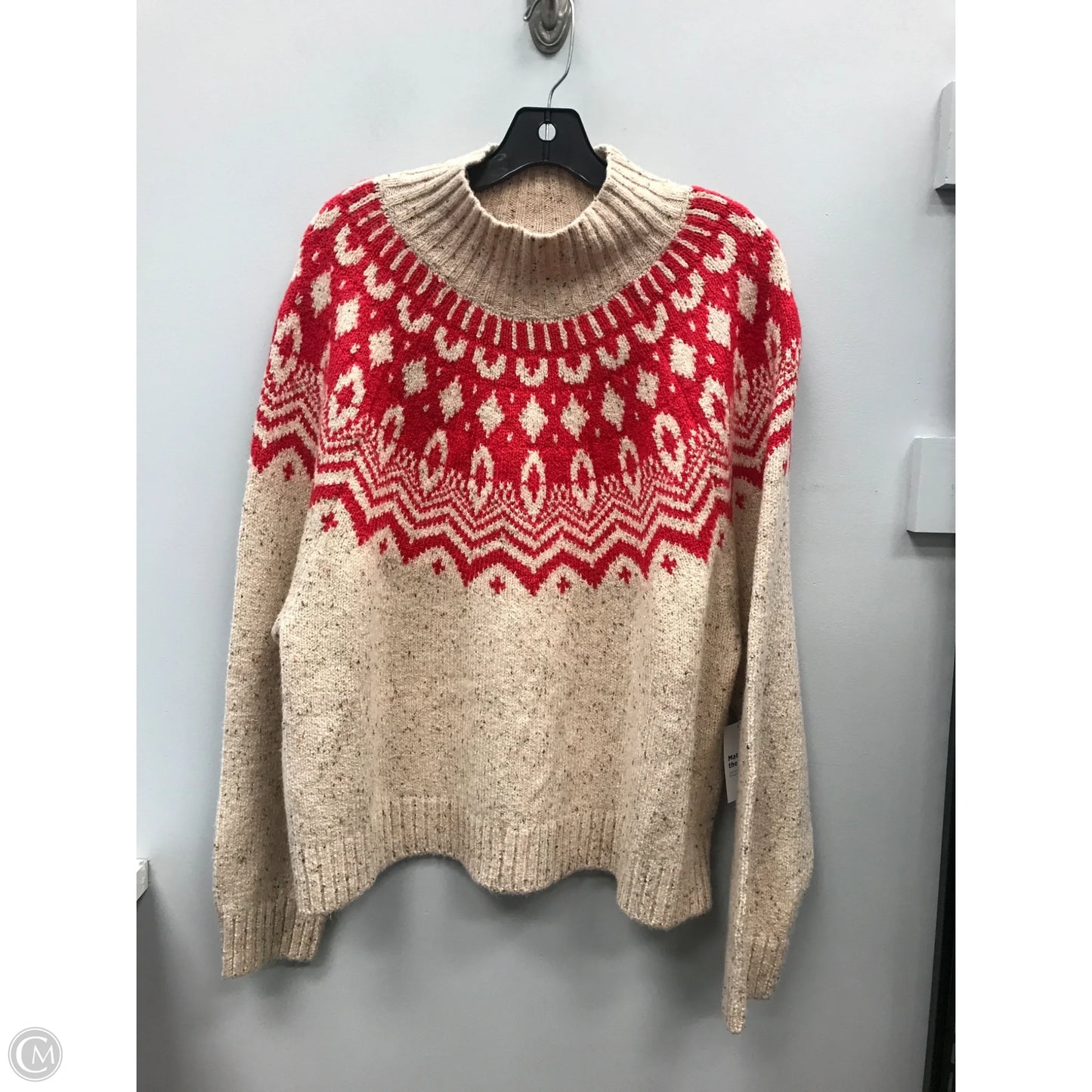 Sweater By Old Navy In Cream & Red, Size: Xl