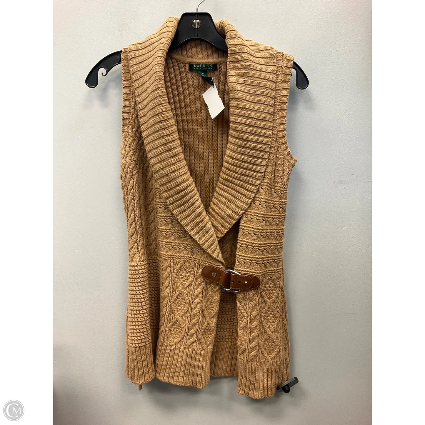 Vest Sweater By Lauren By Ralph Lauren In Tan, Size: M