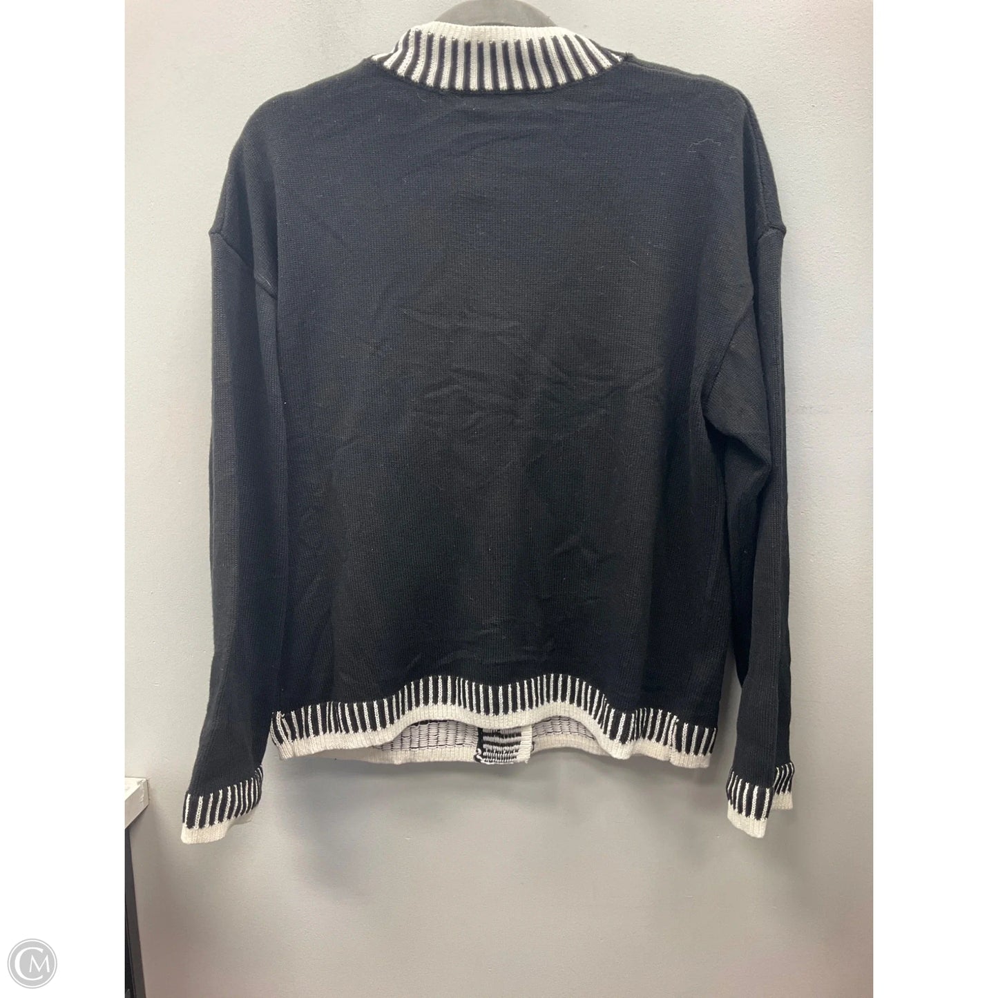 Sweater Cardigan By Prettygarden In Black & White, Size: S
