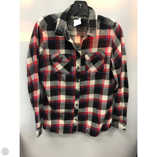 Top Long Sleeve By Eddie Bauer In Checkered Pattern, Size: M