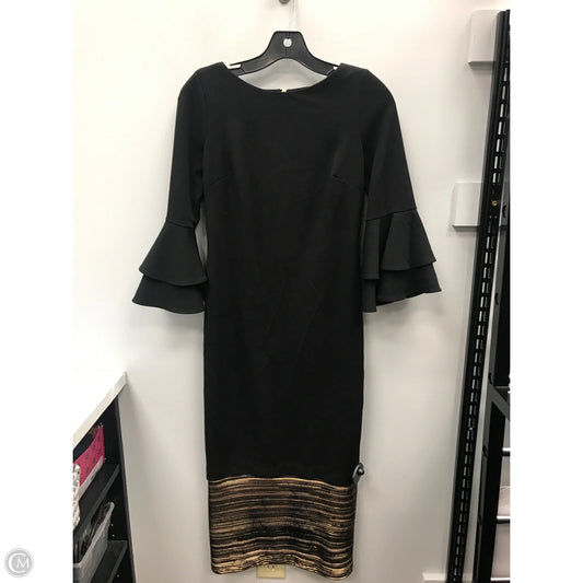 Dress Party Midi By Calvin Klein In Black & Gold, Size: 6p