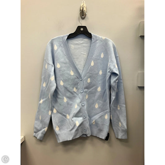 Sweater Cardigan By Clothes Mentor In Blue & White, Size: S