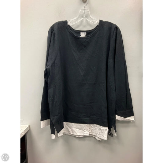 Top Long Sleeve By Chicos In Black & White, Size: Xl