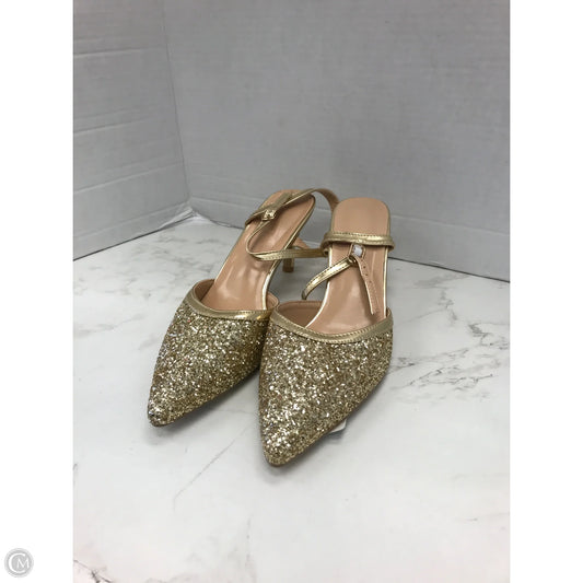 Shoes Heels Kitten By Clothes Mentor In Gold, Size: 12