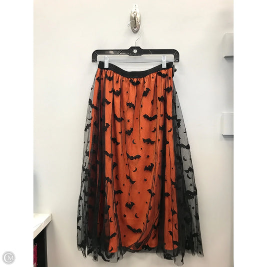 Skirt Midi By Clothes Mentor In Black & Orange, Size: S