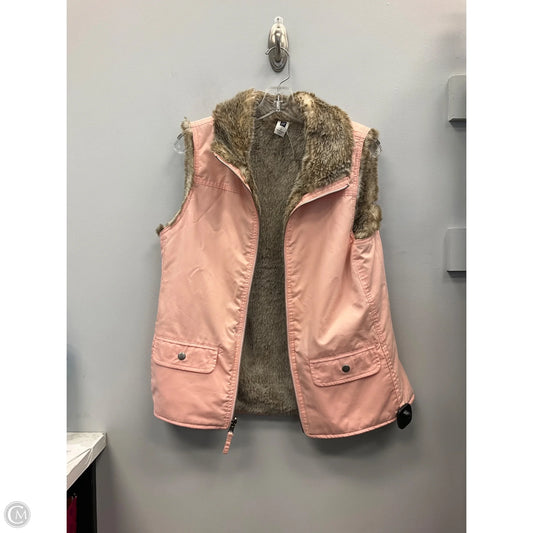Vest Faux Fur & Sherpa By Gap In Pink & Tan, Size: M