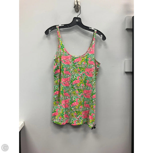Top Short Sleeve Designer By Lilly Pulitzer In Blue & Pink, Size: L