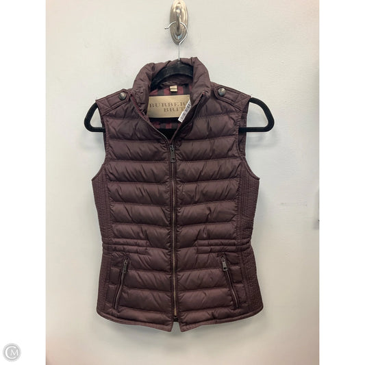 Vest Luxury Designer By Burberry In Maroon, Size: Xs