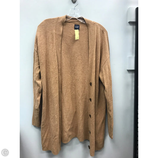 Sweater Cardigan By Gap In Tan, Size: L