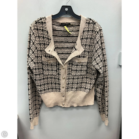Sweater Cardigan By Shein In Black & Tan, Size: Xl