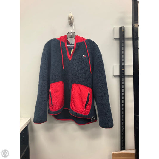 Jacket Fleece By Tommy Hilfiger In Blue & Red, Size: L