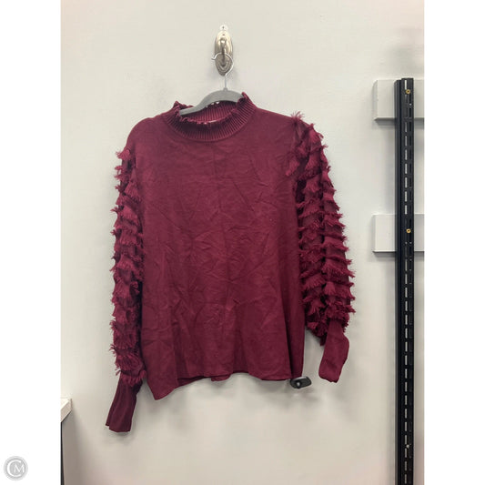Top Long Sleeve By Sioni In Maroon, Size: Xl