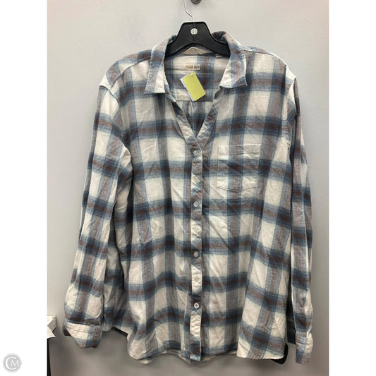 Top Long Sleeve By Weatherproof In Plaid Pattern, Size: Xxl
