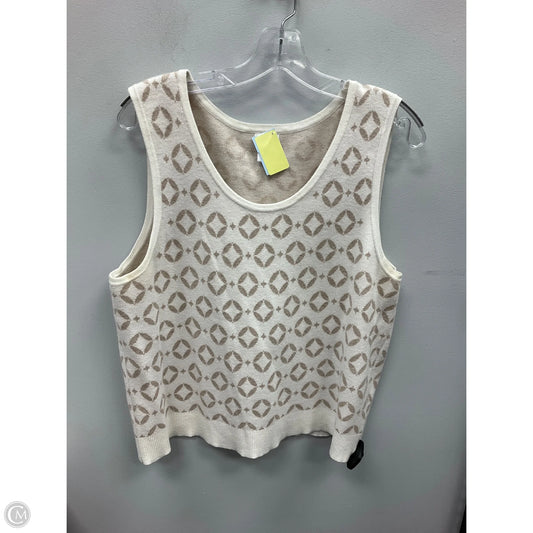 Vest Sweater By Sigrid Olsen In Cream & Tan, Size: Xl