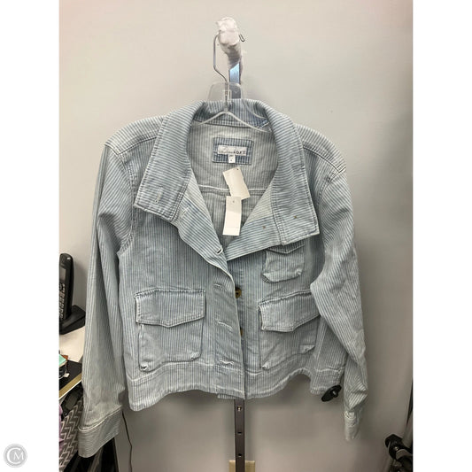 Jacket Denim By Loft In Striped Pattern, Size: L