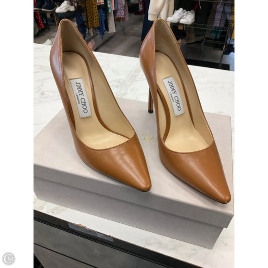 Shoes Luxury Designer By Jimmy Choo In Tan, Size: 6.5